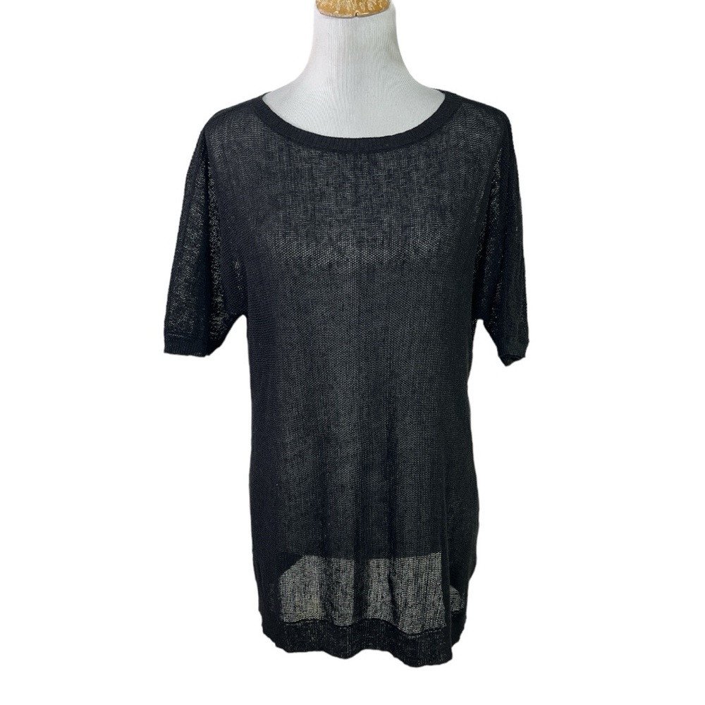 Eileen Fisher Black Linen Blend Wide Neck Tunic Size Medium